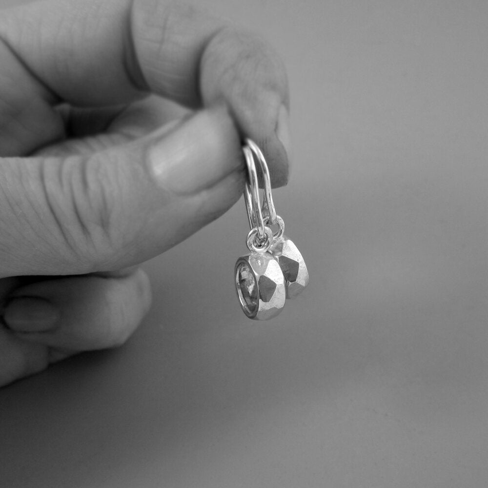 Astro Baby Sterling Silver Faceted Loop Earrings
