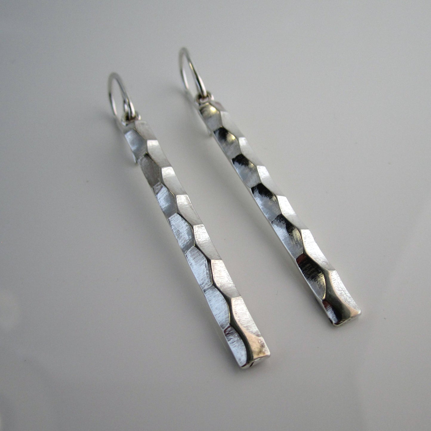 Astro Sterling Silver Faceted Long Bar Earrings