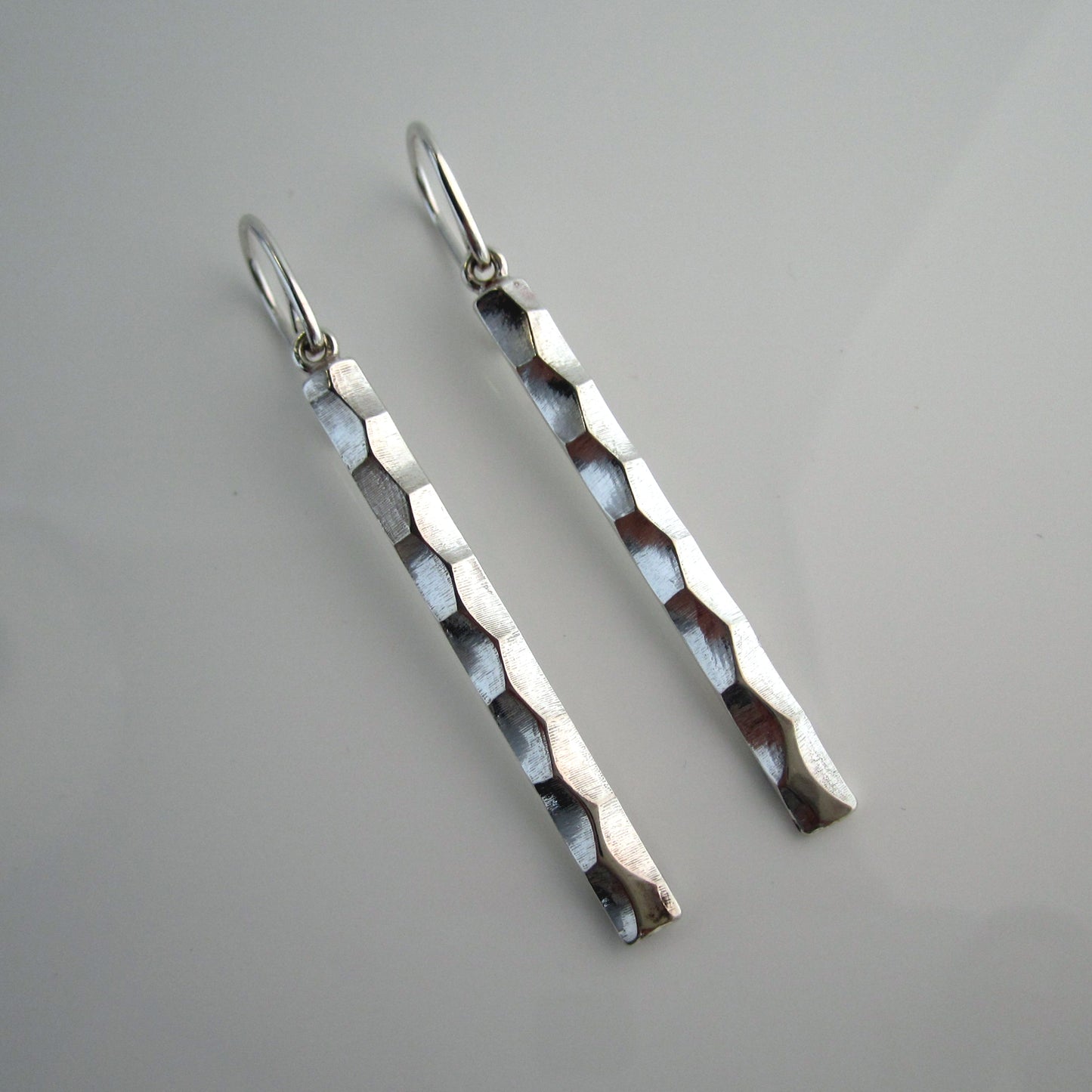 Astro Sterling Silver Faceted Long Bar Earrings