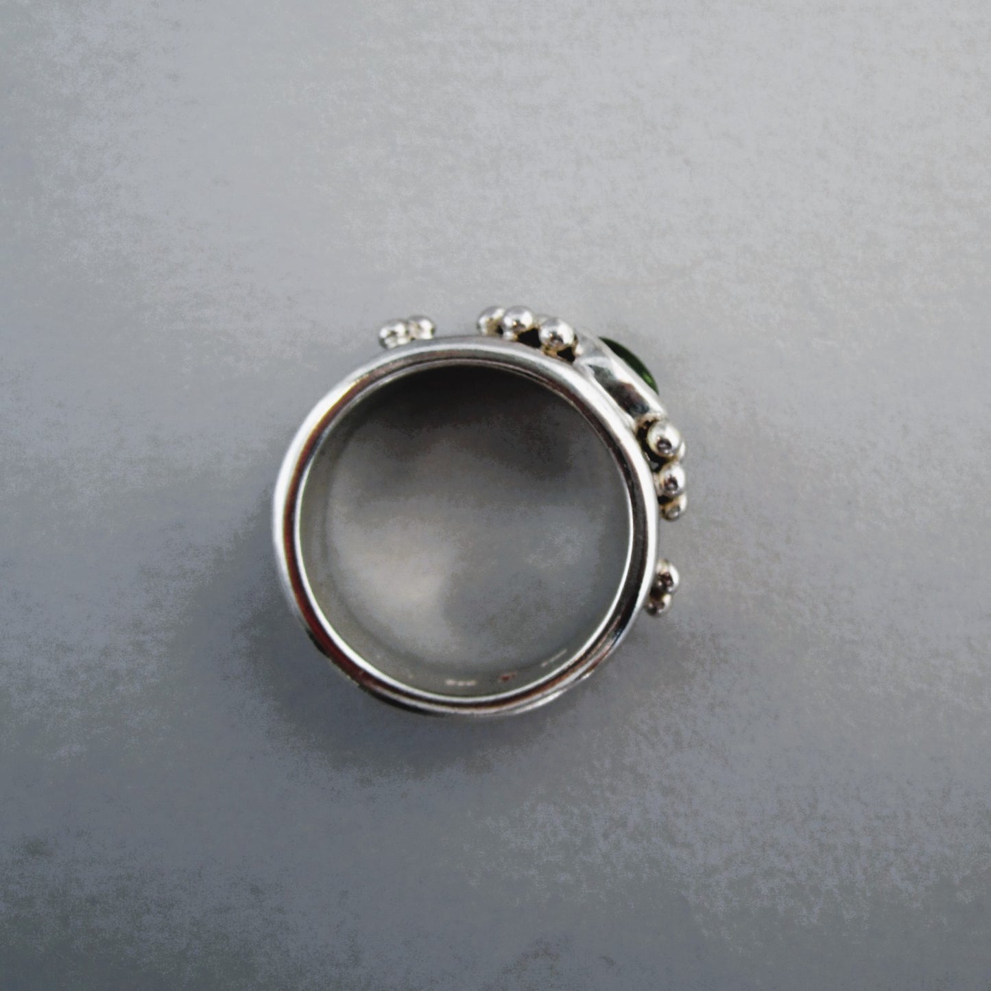 Dewdrop Sterling Silver & Peridot Wide Band Ring
