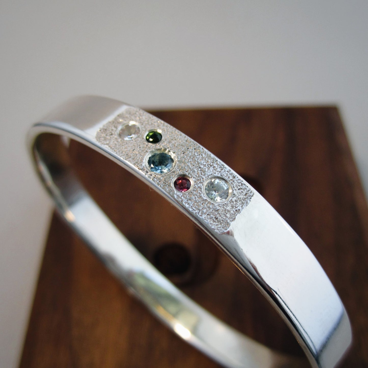 Jewel Box Sterling Silver with Topaz & Tourmaline Bangle