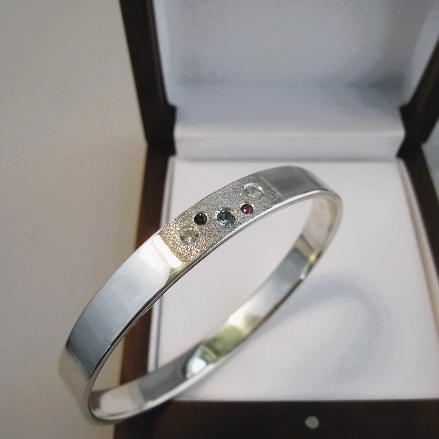 Jewel Box Sterling Silver with Topaz & Tourmaline Bangle