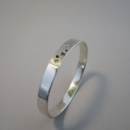 Jewel Box Sterling Silver with Topaz & Tourmaline Bangle