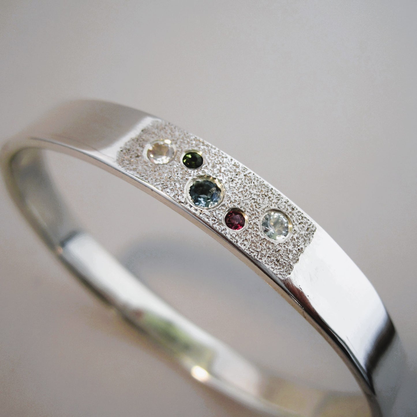 Jewel Box Sterling Silver with Topaz & Tourmaline Bangle