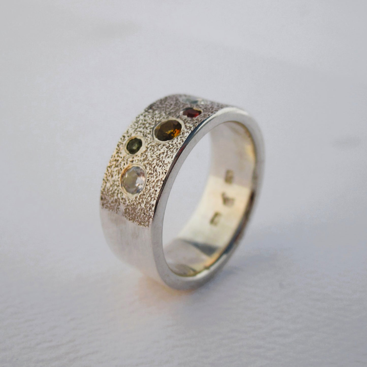 Jewel Box Sterling Silver Wide Band Ring