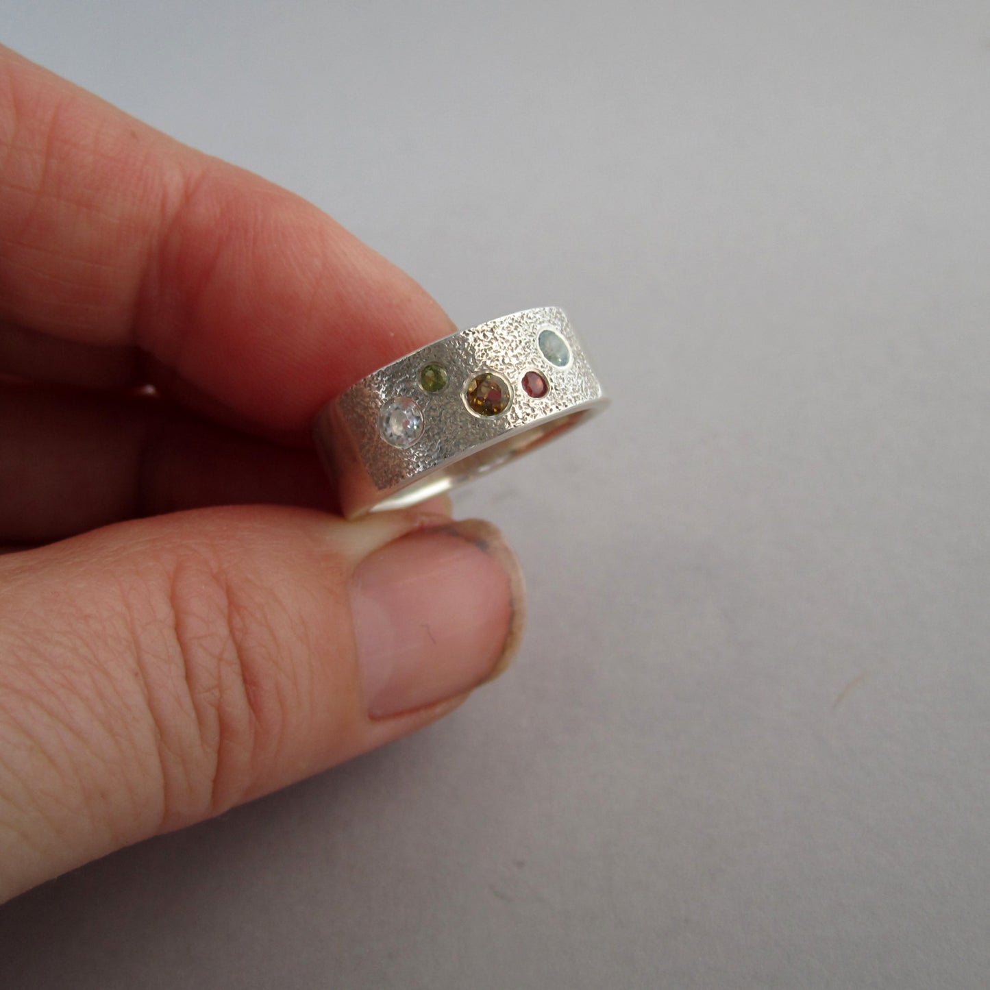 Jewel Box Sterling Silver Wide Band Ring