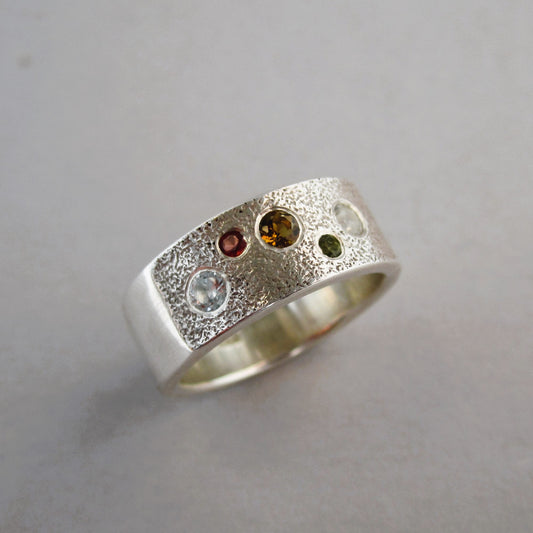 Jewel Box Sterling Silver Wide Band Ring