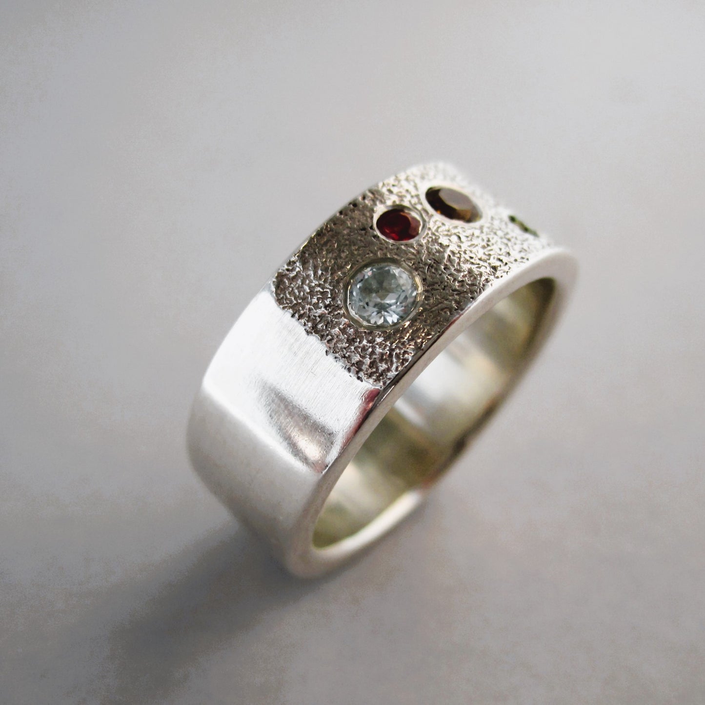 Jewel Box Sterling Silver Wide Band Ring