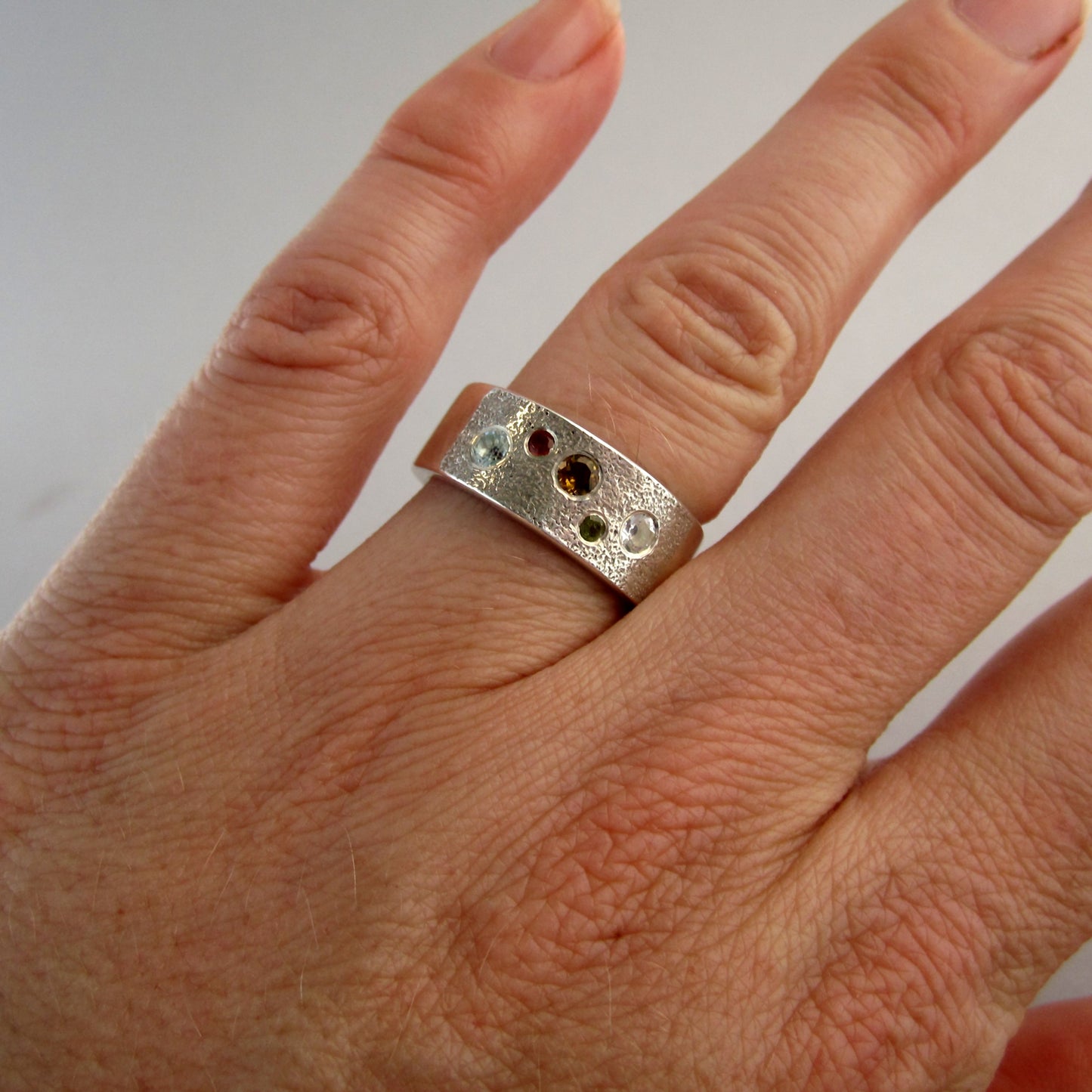 Jewel Box Sterling Silver Wide Band Ring