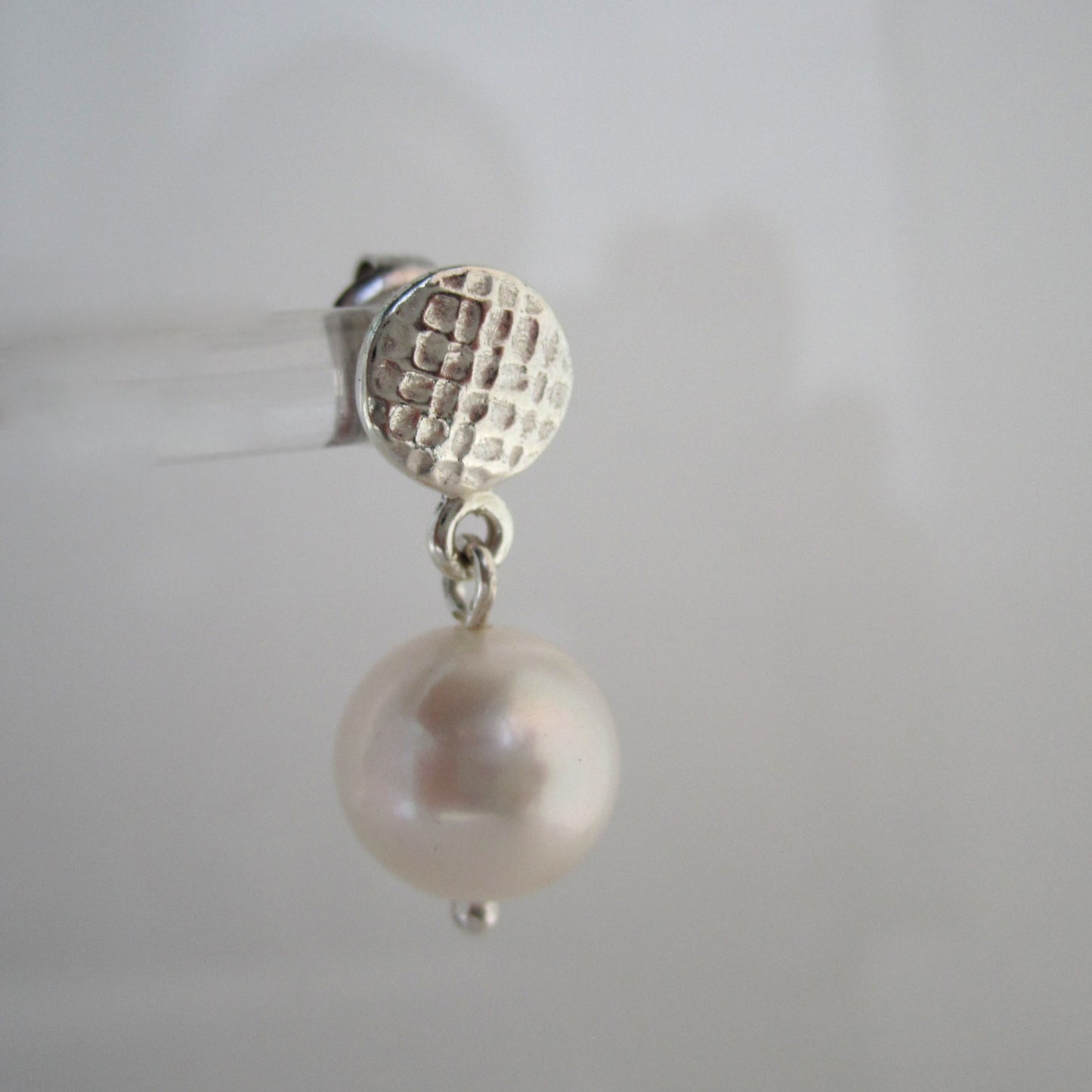 Linen & Pearl Stud Drop Earrings