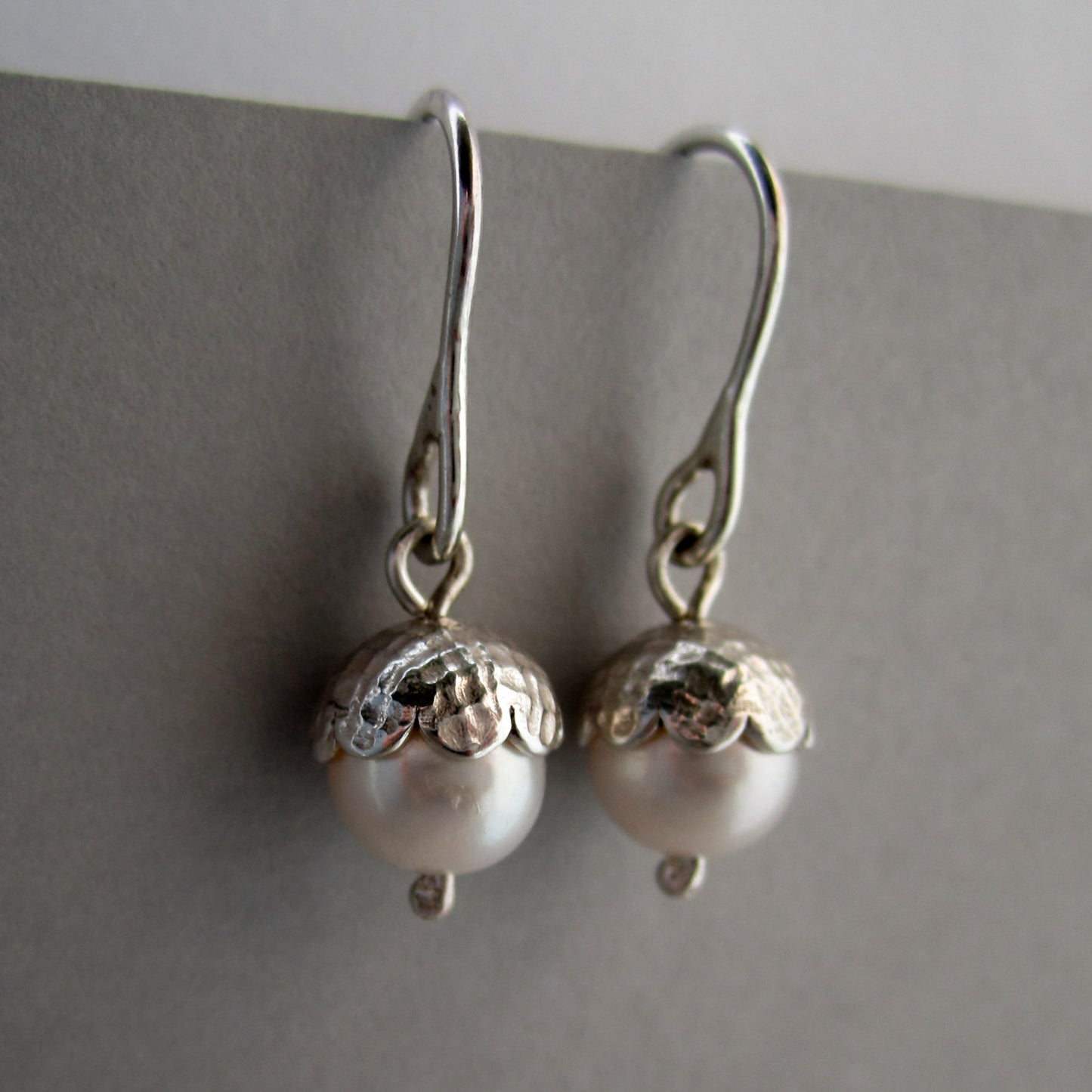 Pearl Acorn Sterling Silver Earrings
