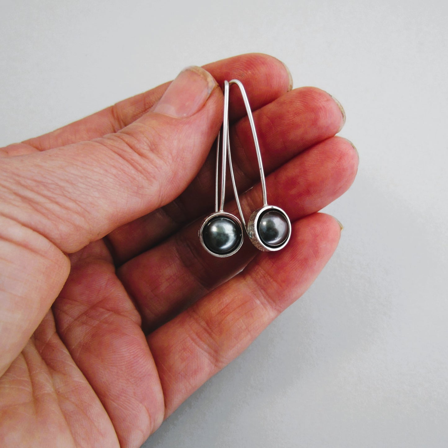Solar Eclipse Sterling Silver & Freshwater Pearl Earrings