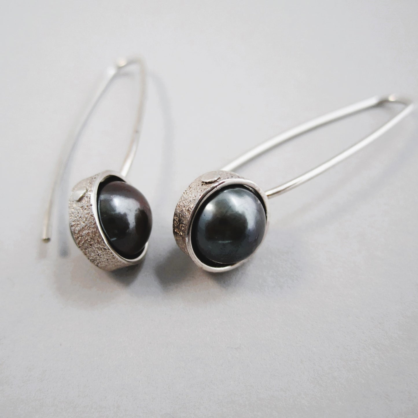 Solar Eclipse Sterling Silver & Freshwater Pearl Earrings