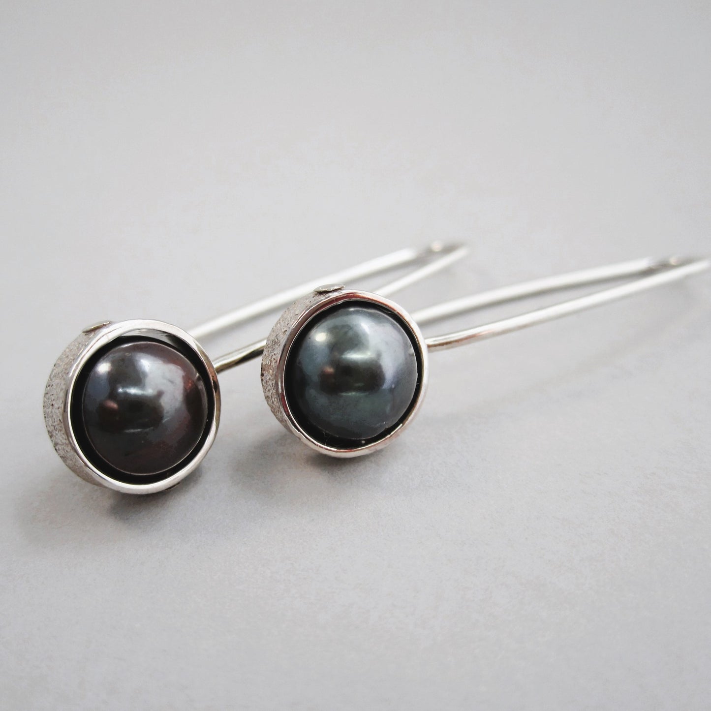 Solar Eclipse Sterling Silver & Freshwater Pearl Earrings