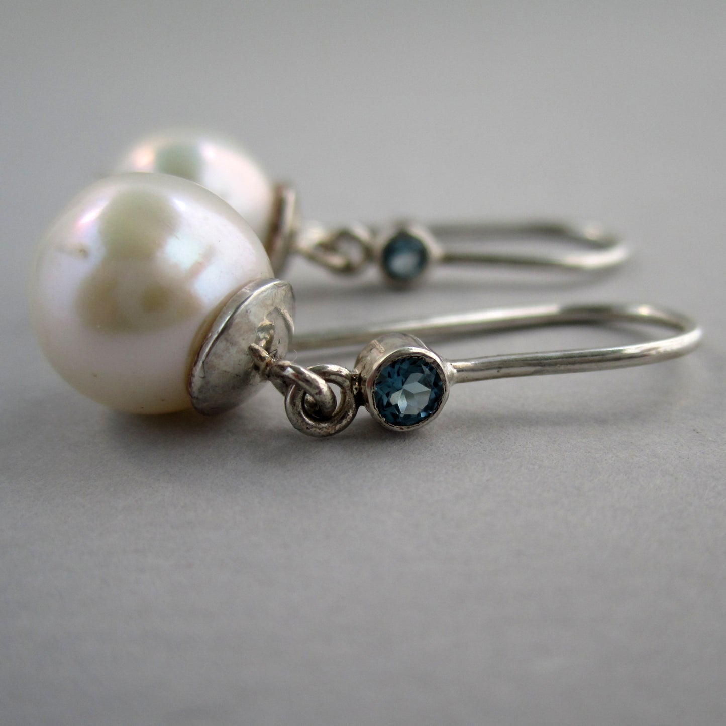 By the Light of the Moon Pearl Topaz Sterling Silver Drop Earrings
