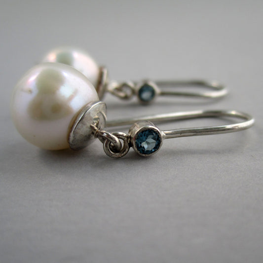By the Light of the Moon Pearl Topaz Sterling Silver Drop Earrings