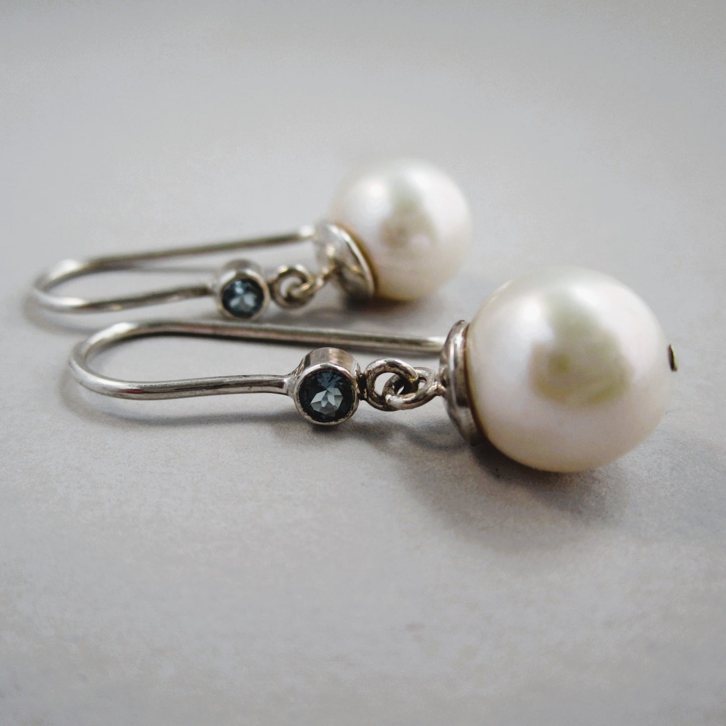 By the Light of the Moon Pearl Topaz Sterling Silver Drop Earrings
