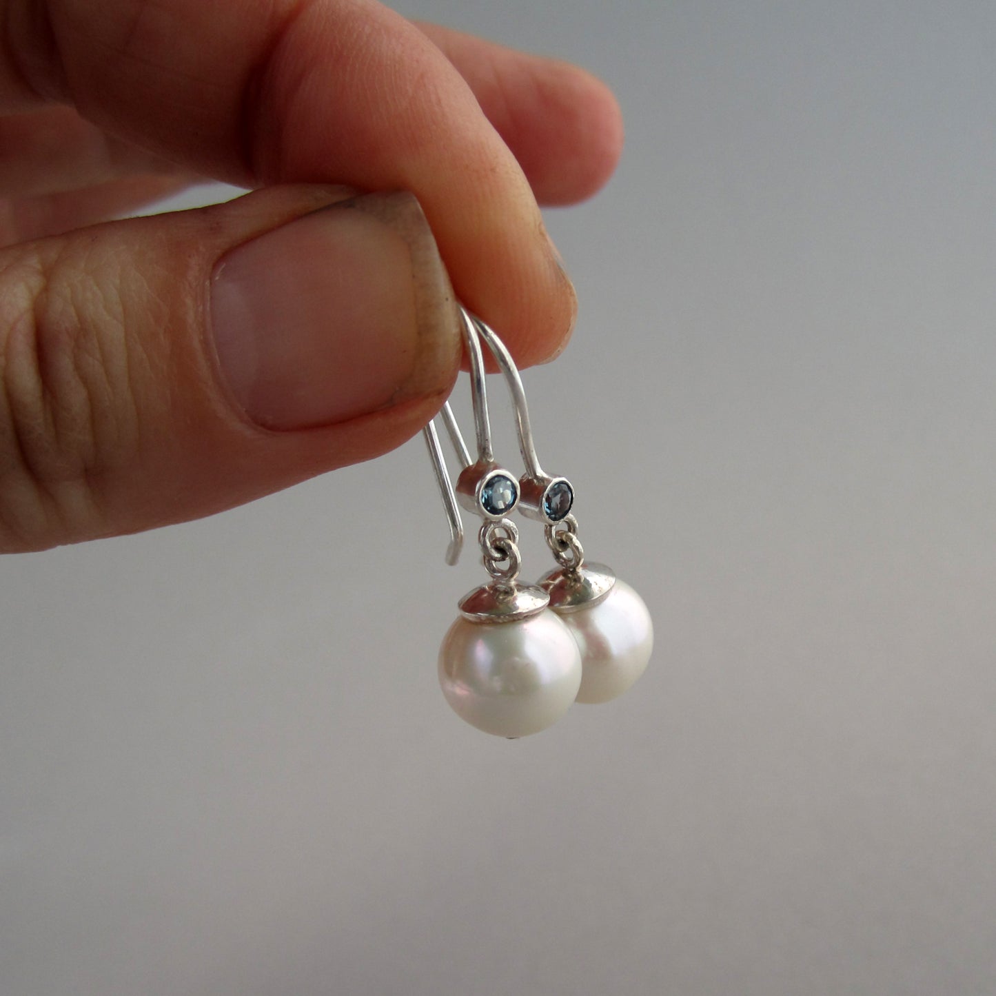 By the Light of the Moon Pearl Topaz Sterling Silver Drop Earrings