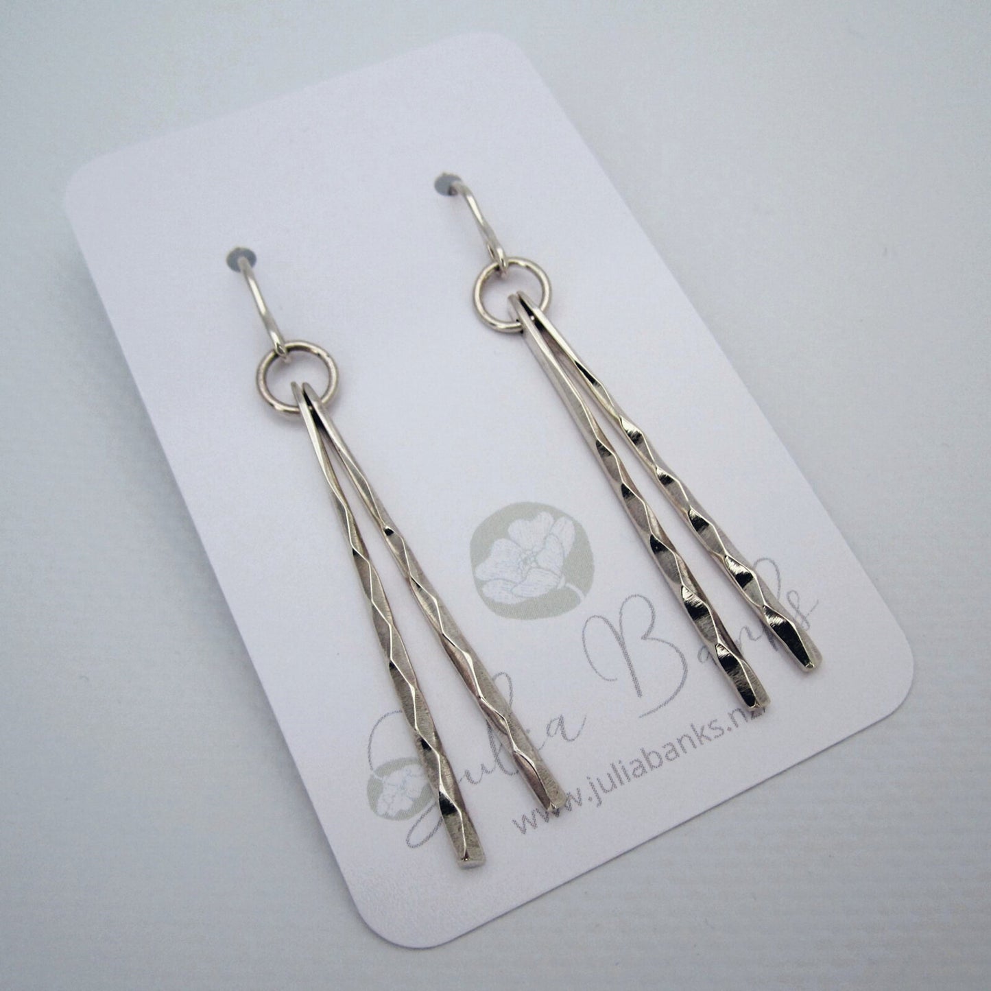 Astro Duo Sterling Silver Faceted Bar Earrings