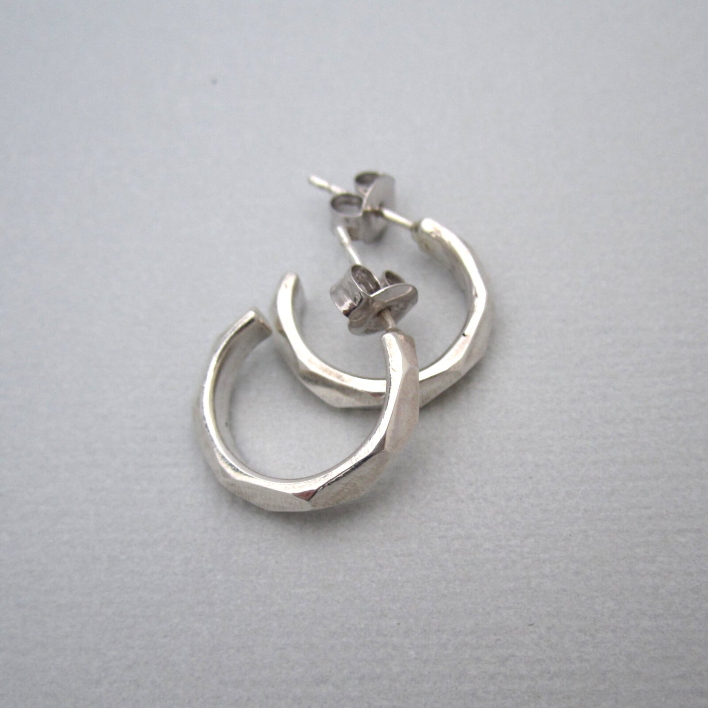 Astro Sterling Silver Everyday Faceted Hoop Earrings