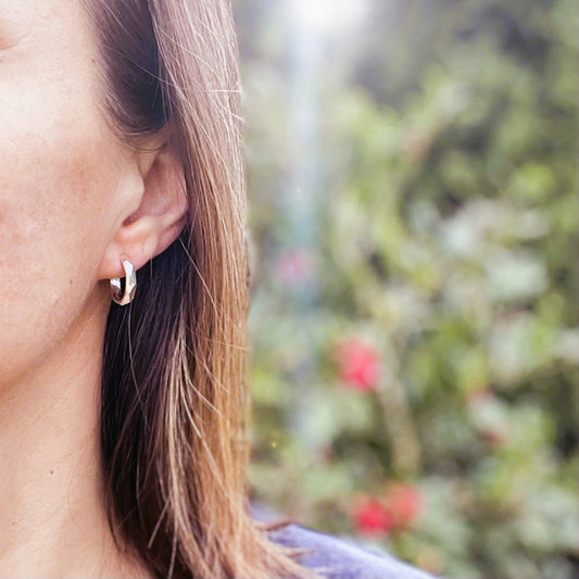 Astro Sterling Silver Everyday Faceted Hoop Earrings