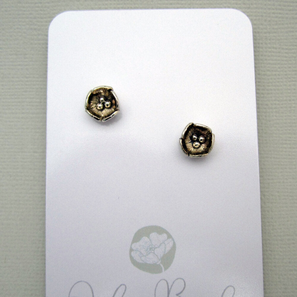 Buttercup Stud Earrings Sterling Silver & 9ct Gold
