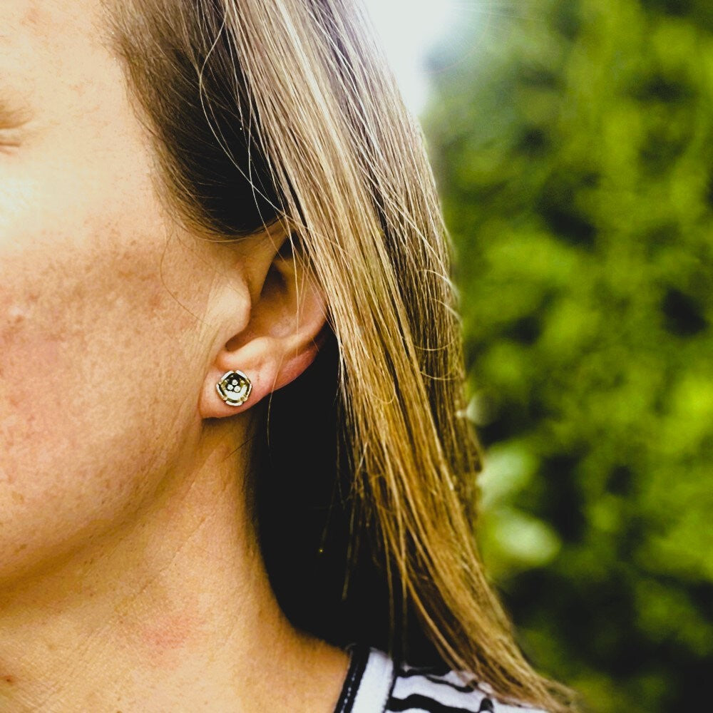 Buttercup Stud Earrings Sterling Silver & 9ct Gold