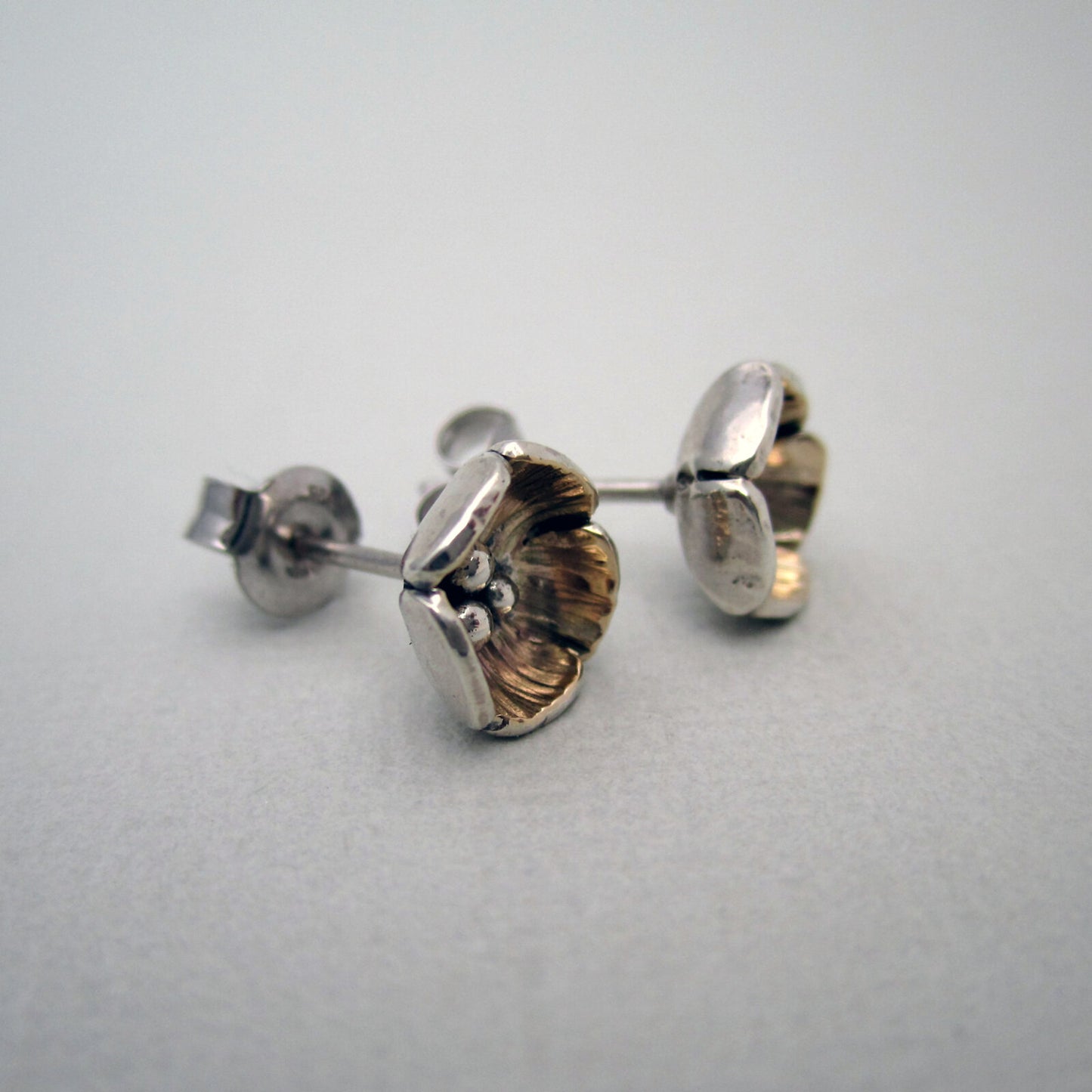 Buttercup Stud Earrings Sterling Silver & 9ct Gold