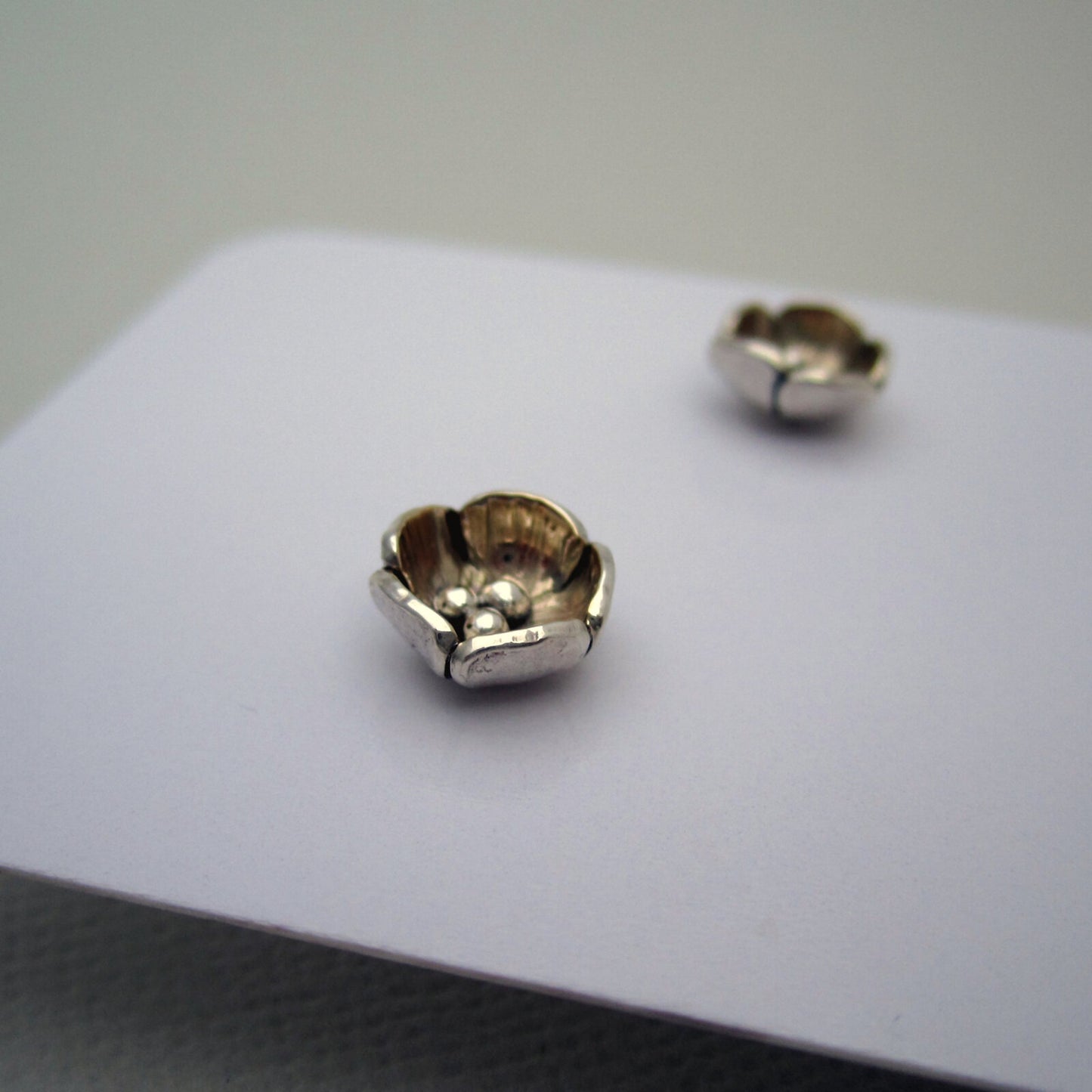 Buttercup Stud Earrings Sterling Silver & 9ct Gold