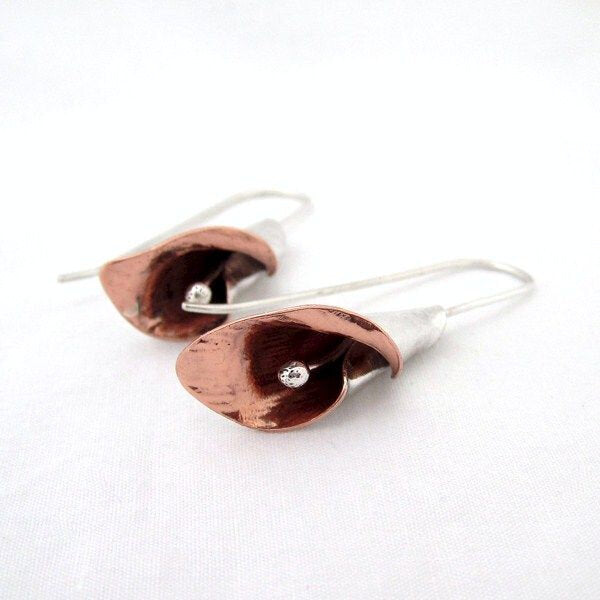 Calla Lily Earrings Sterling Silver & Copper