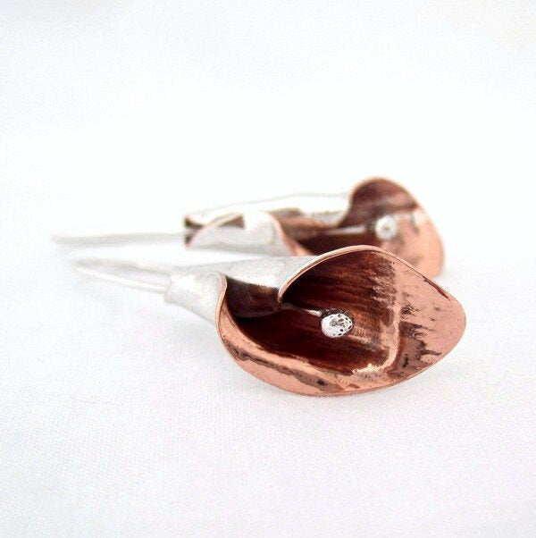Calla Lily Earrings Sterling Silver & Copper