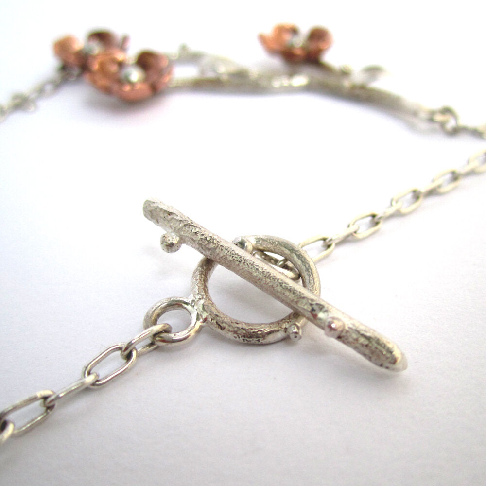 Forget Me Not Trio Necklace Sterling Silver & Copper