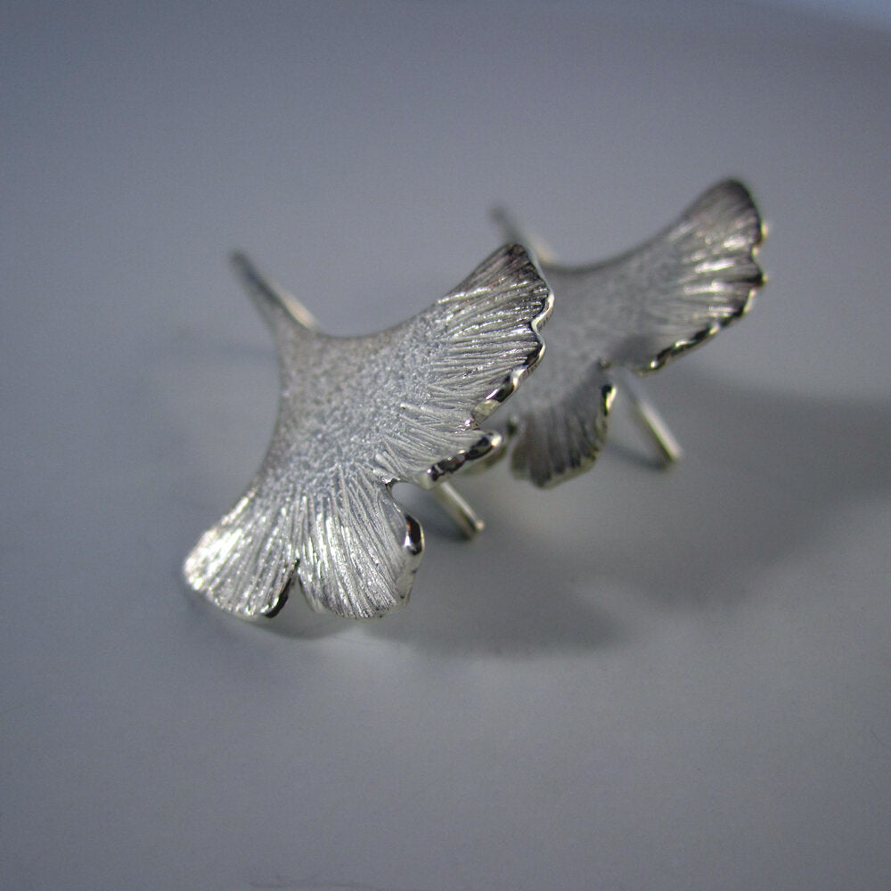 Ginkgo Leaf Earrings Sterling Silver