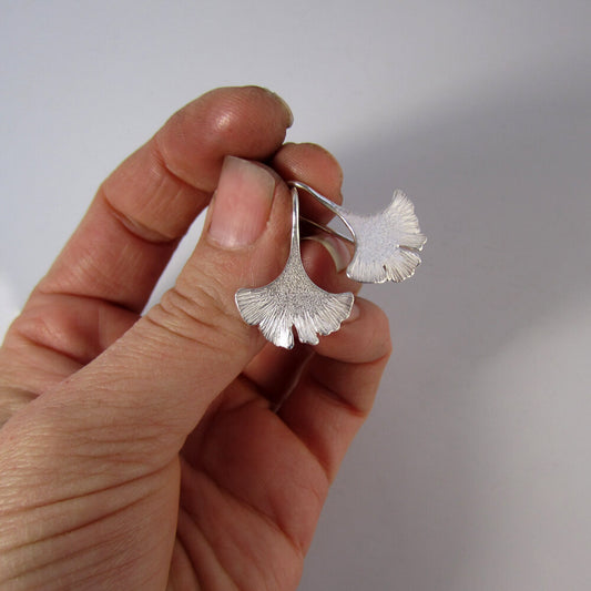 Ginkgo Leaf Earrings Sterling Silver