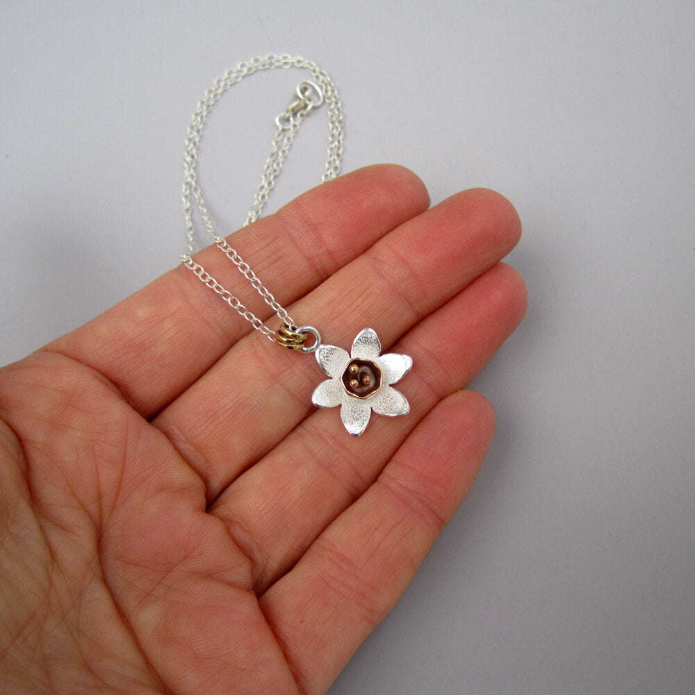 Jonquil Flower Sterling Silver Necklace