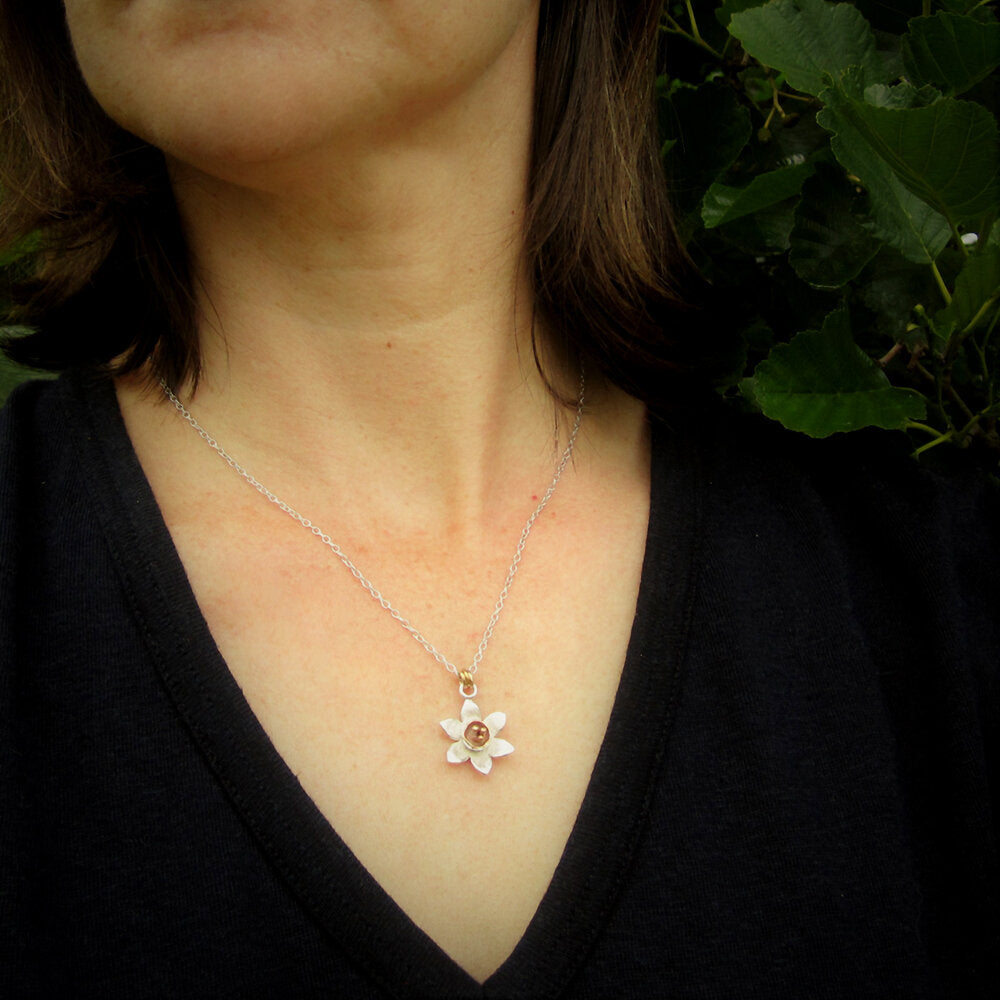 Jonquil Flower Sterling Silver Necklace