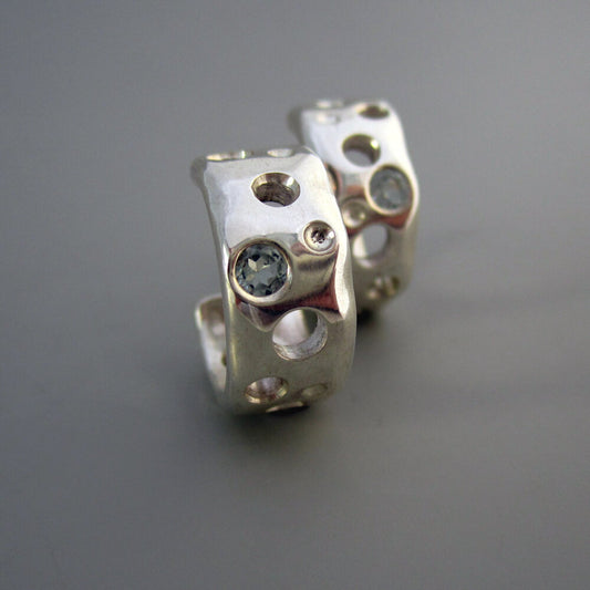 Molten Moon Sterling Silver & Topaz Hoops