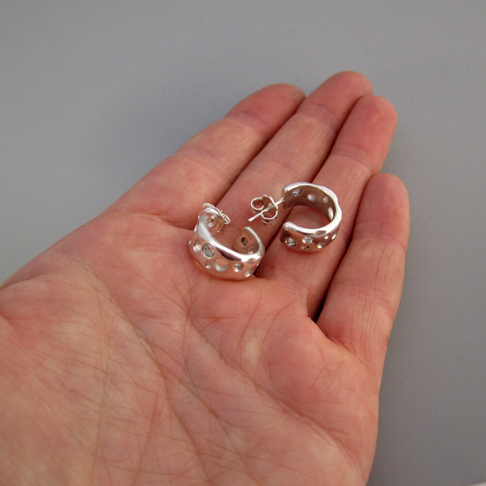 Molten Moon Sterling Silver & Topaz Hoops