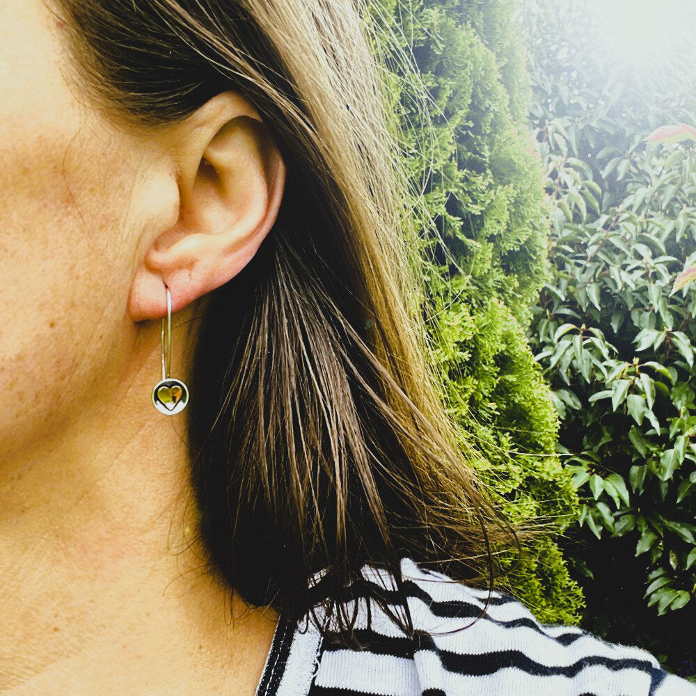 Sweetheart Earrings Oxidised Sterling Silver & 9ct Gold