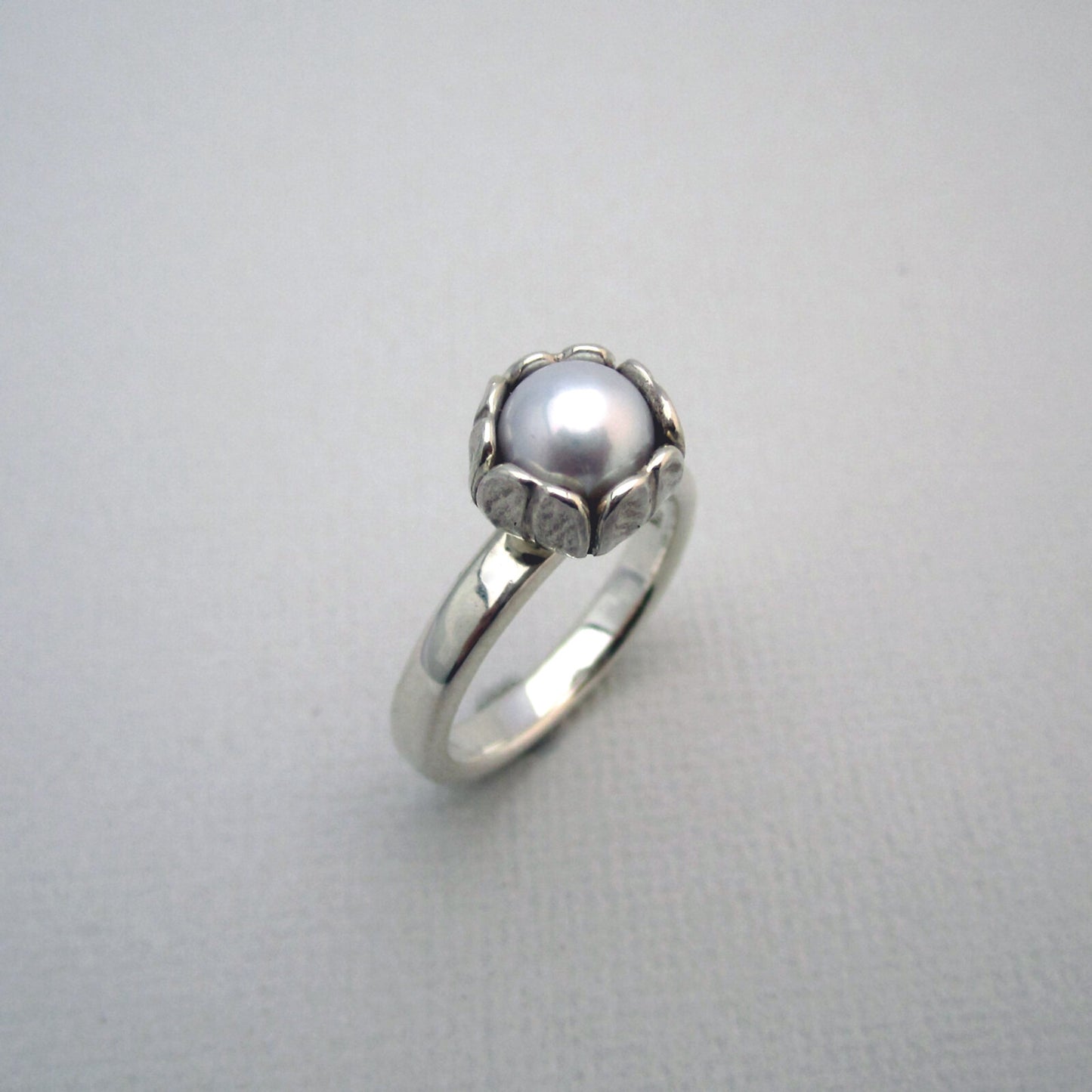 Tulip Dress Ring Sterling Silver & Freshwater Pearl