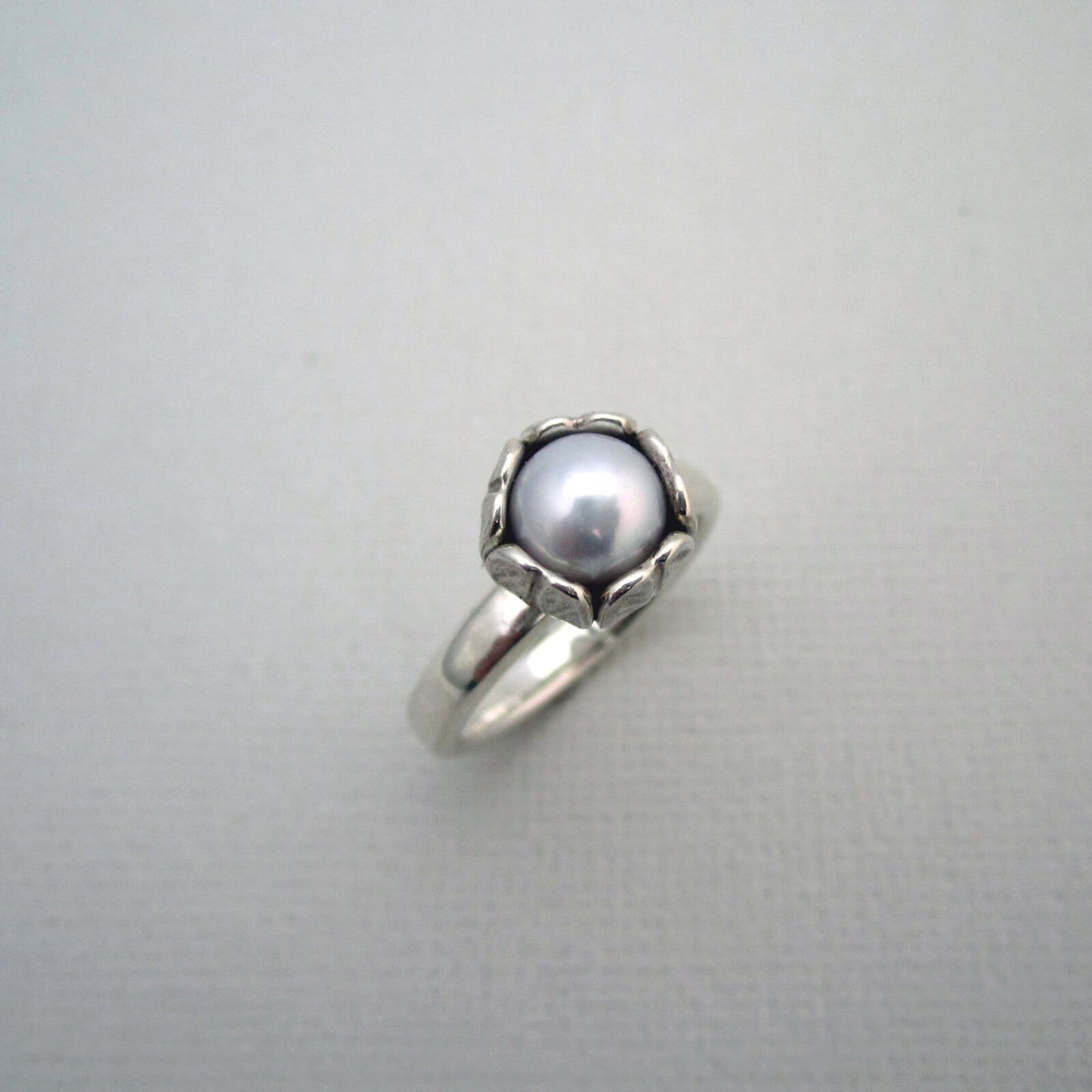Tulip Dress Ring Sterling Silver & Freshwater Pearl