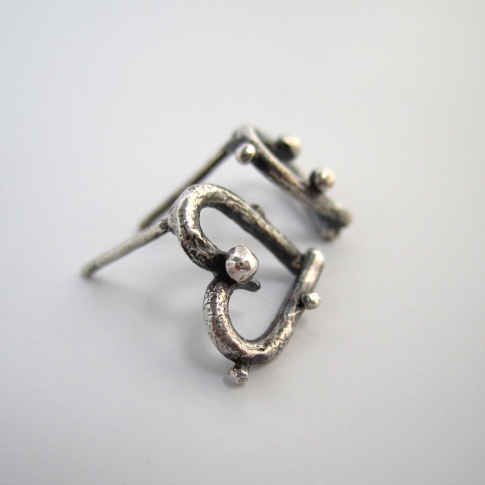 Twig Heart Studs Sterling Silver