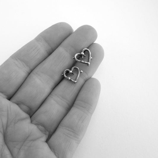 Twig Heart Studs Sterling Silver