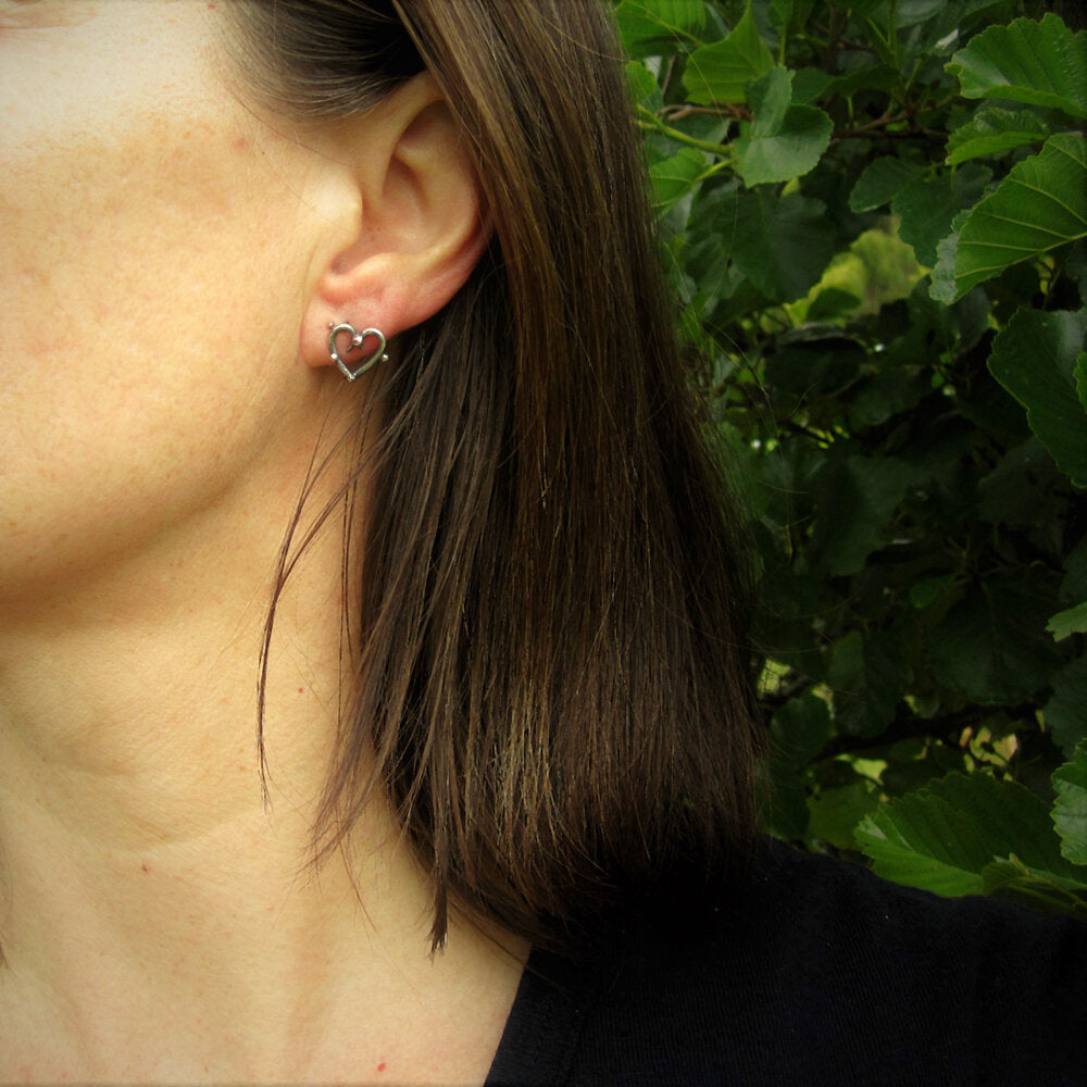 Twig Heart Studs Sterling Silver
