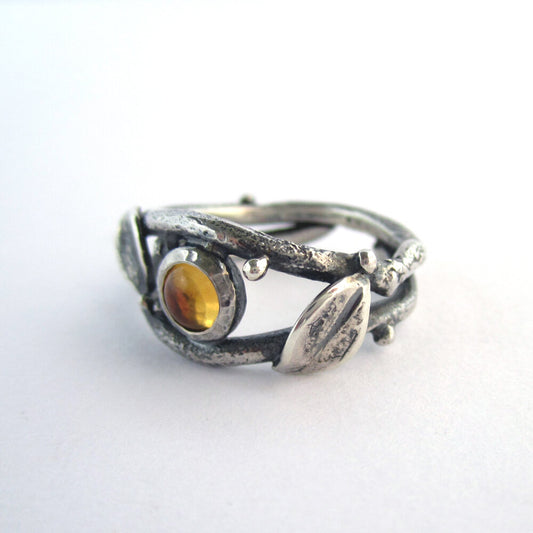 Twig Sterling Silver & Citrine Ring