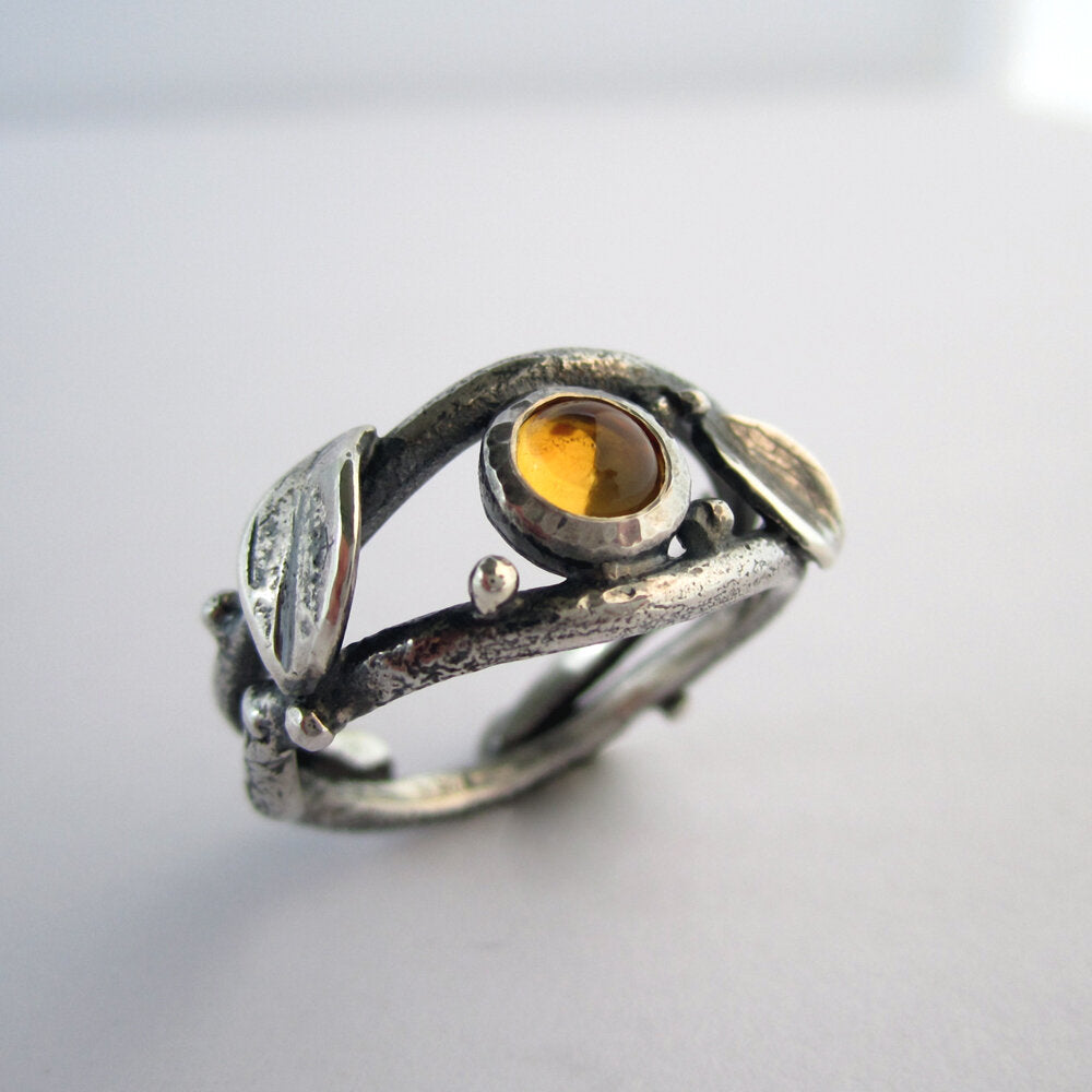 Twig Sterling Silver & Citrine Ring