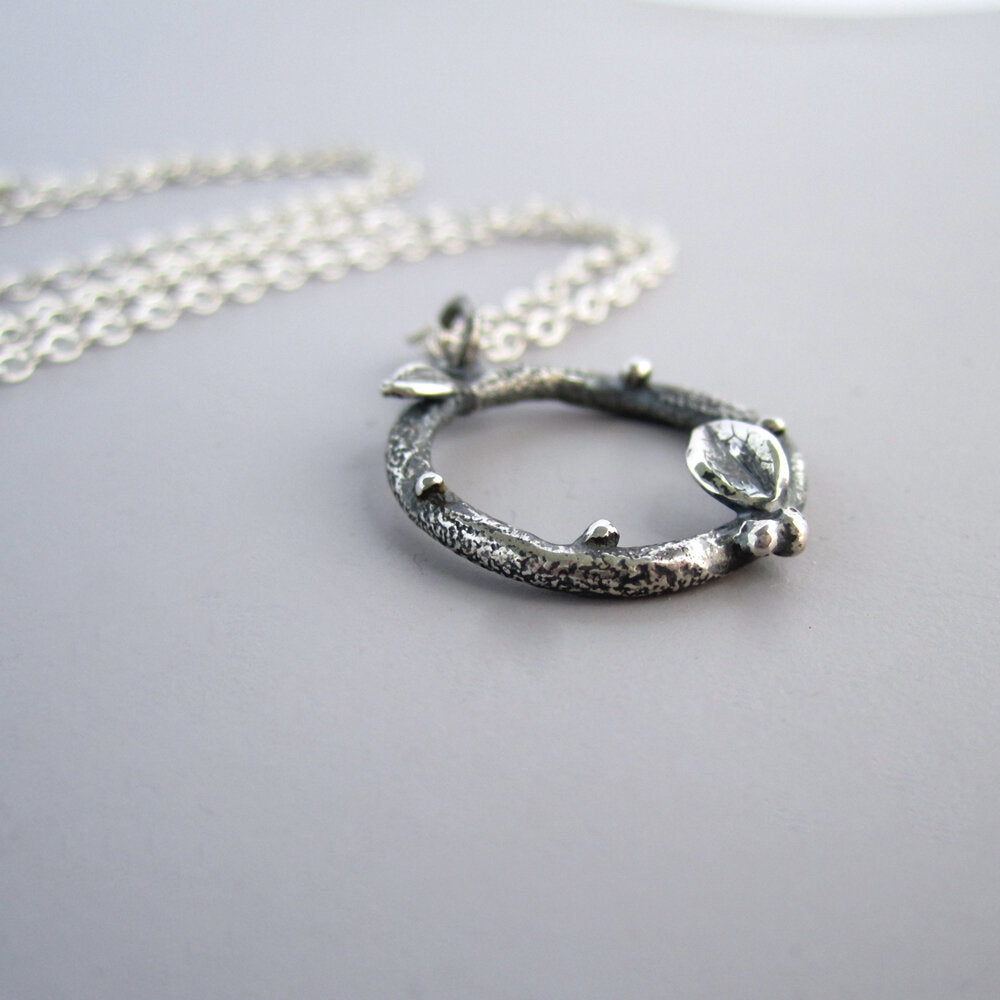 Twig Wreath Necklace Sterling Silver