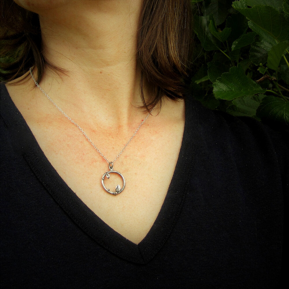Twig Wreath Necklace Sterling Silver