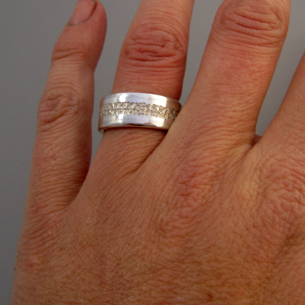 Vapour Sterling Silver Unisex Wide Band Ring