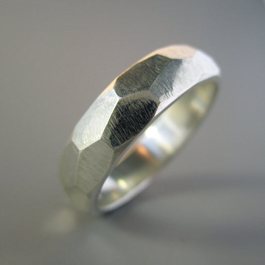 Astro Sterling Silver Unisex Faceted Ring Band